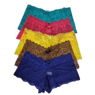 kit 5 Calcinha Caleçon Toda Em Renda Coloridas Calesson Confortável