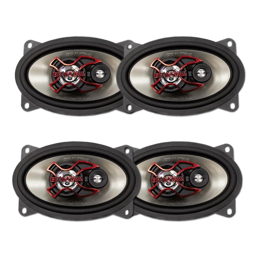 Kit 4 Alto Falantes 4x6  Bravox Triaxial B3X46X - 160 Watts RMS - Spare Parts and Accessories for Vehicles