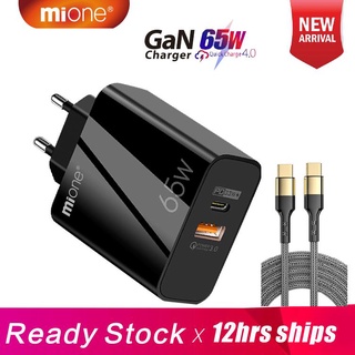 Carregador Turbo 65W Tipo C Mione GaN USB 60W PD Cabo De Carga Rápida QC3.0 USB C Adaptador De EU Plug Para Telefone Android