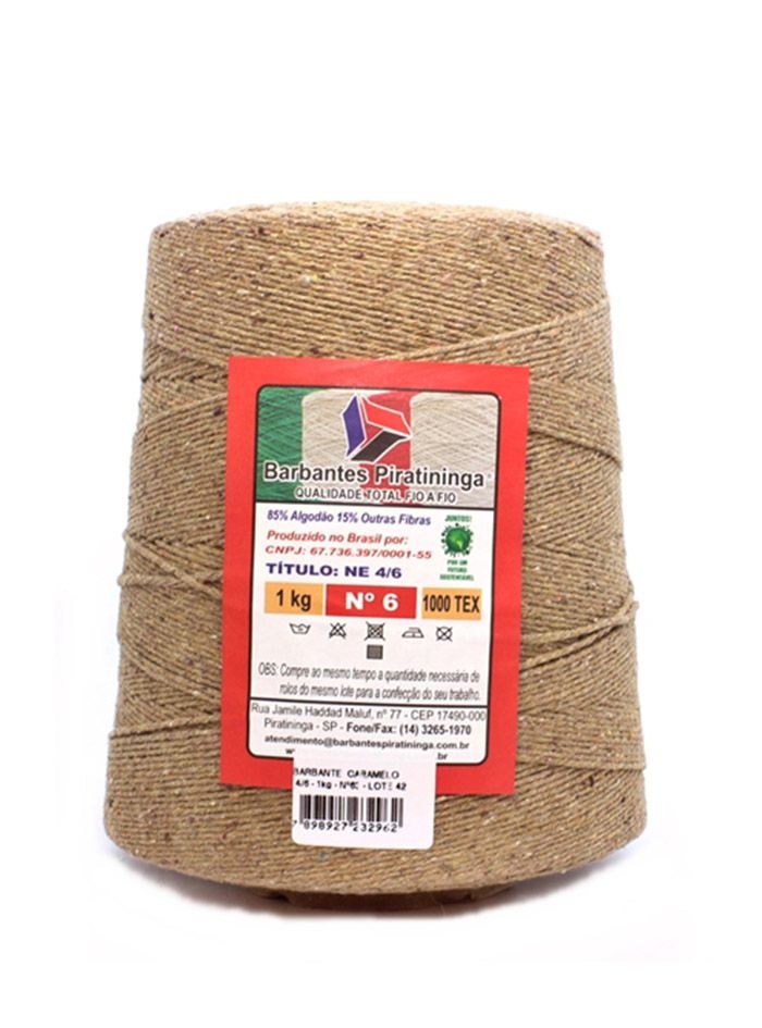 Barbante 1Kg Número 6 cor caramelo crochê tricô tear artesanato macramê amigurumi
