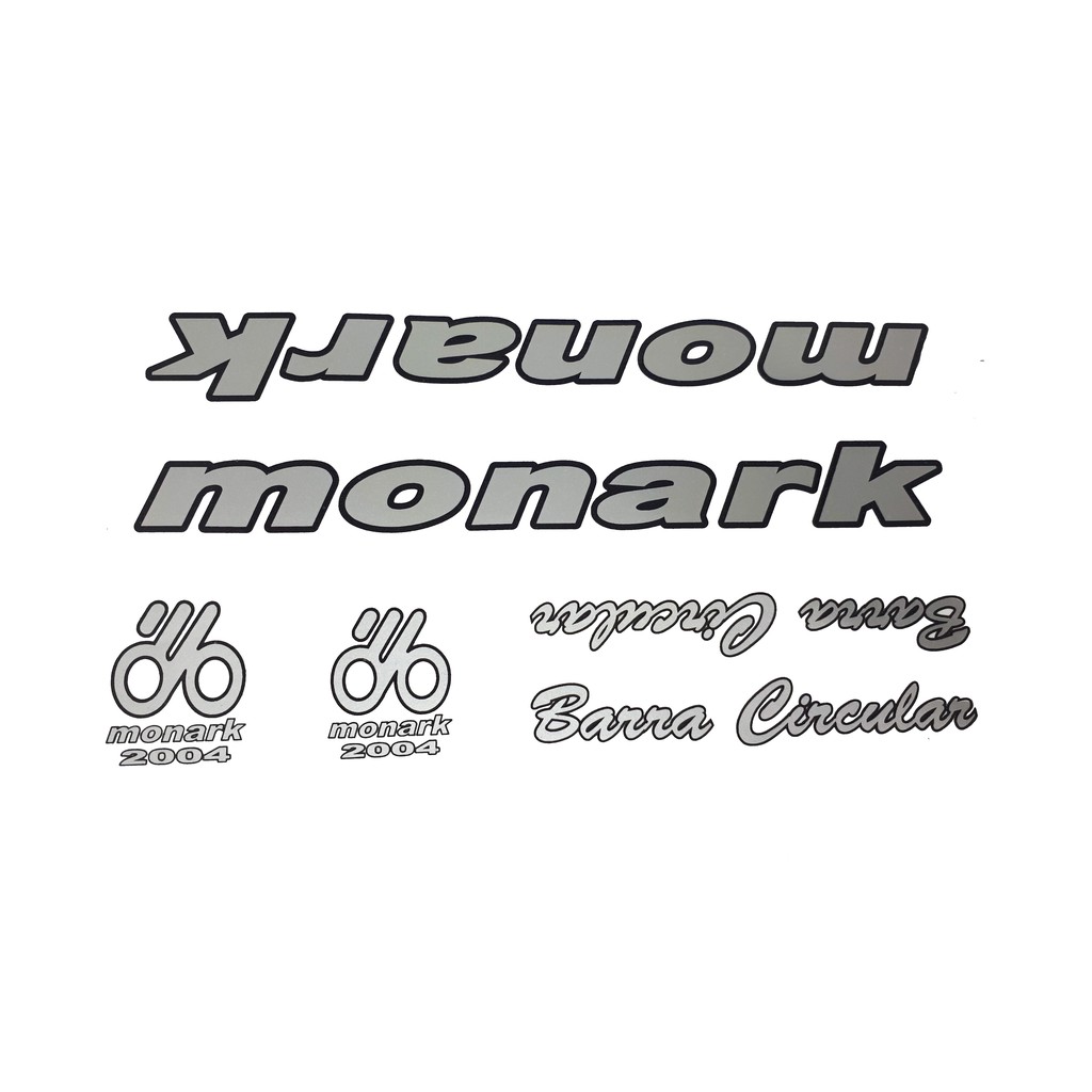 Adesivo Quadro Bicicleta Monark Barra Circular Prata Cartela Completa