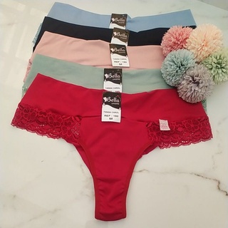 kit 5 Tanga Carol Fio Duplo Conforto Plus Size , Calcinha Fio Duplo Renda,Cós Alto