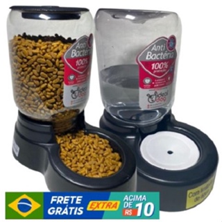 Comedouro 1,5kg + Bebedouro 3lts C/ Limitador Automático Cães Cachorro Gato Ração Decoração REF 02 em Oferta na Shopee