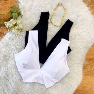 Blusa cropped decote V profundo femminino