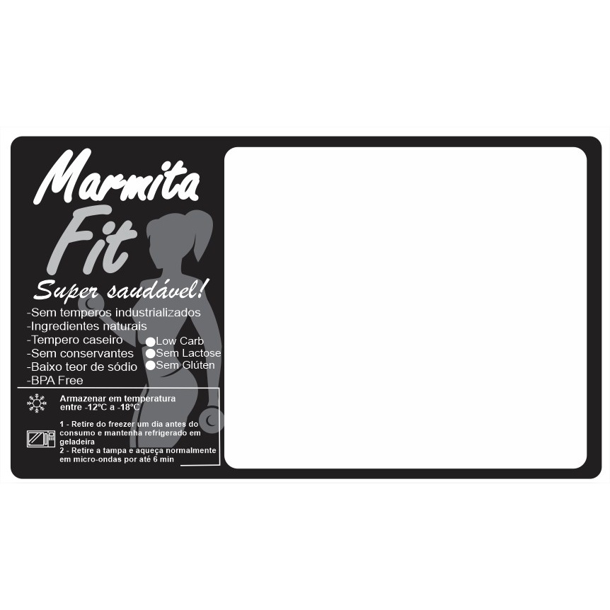 Etiqueta Para Marmita FIT 200 Unidades BOPP 100x60mm Preto Sem cardapio em Oferta na Shopee