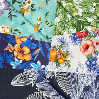 Tecido Tricoline Estampa Flores Cores Tamanho Grande 100% Algodão 50 cm x 1.50 metro - Patchwork / Artesanato