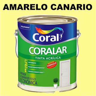 Tinta Amarelo Canario Coral Anti Mofo Acrílica Parede Coralar 3.6lt em Oferta na Shopee