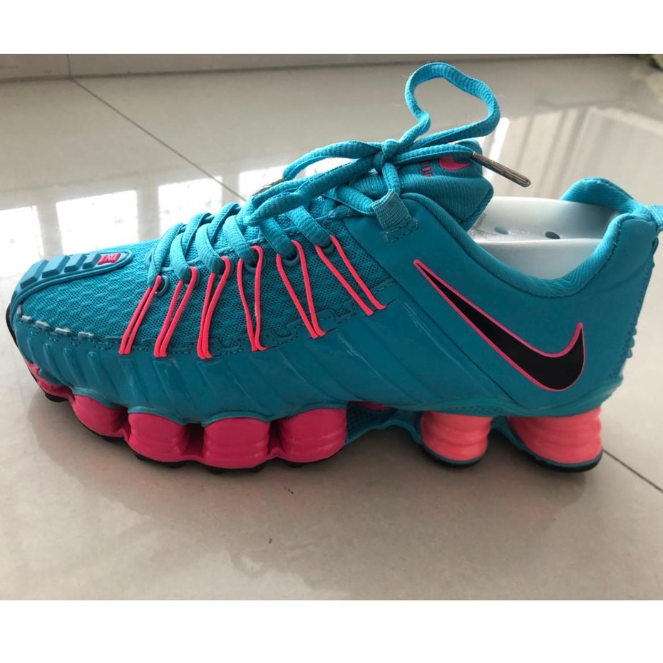 tênis Nike shox 12 molas/ Azul Claro/ Rosa/ Feminino