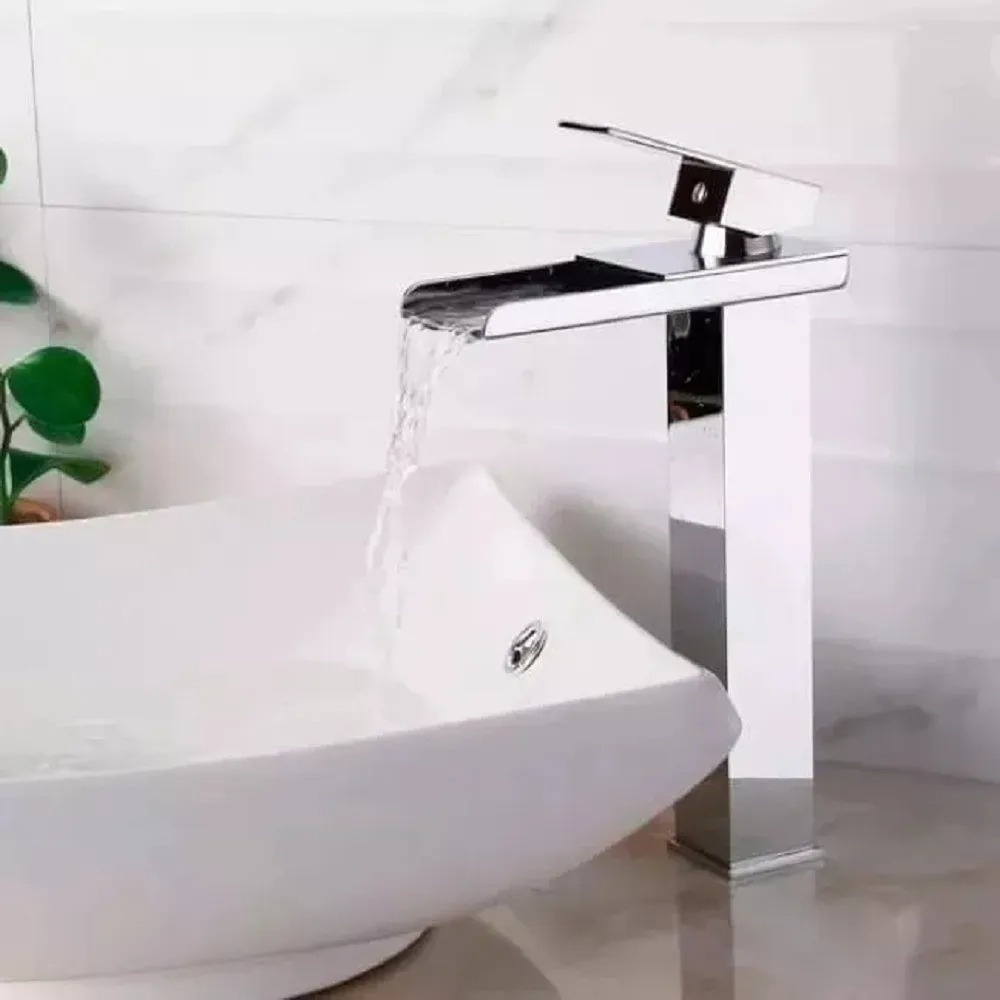 Detalhes do Torneira Banheiro Monocomando Quadrado Cascata Bica Alta