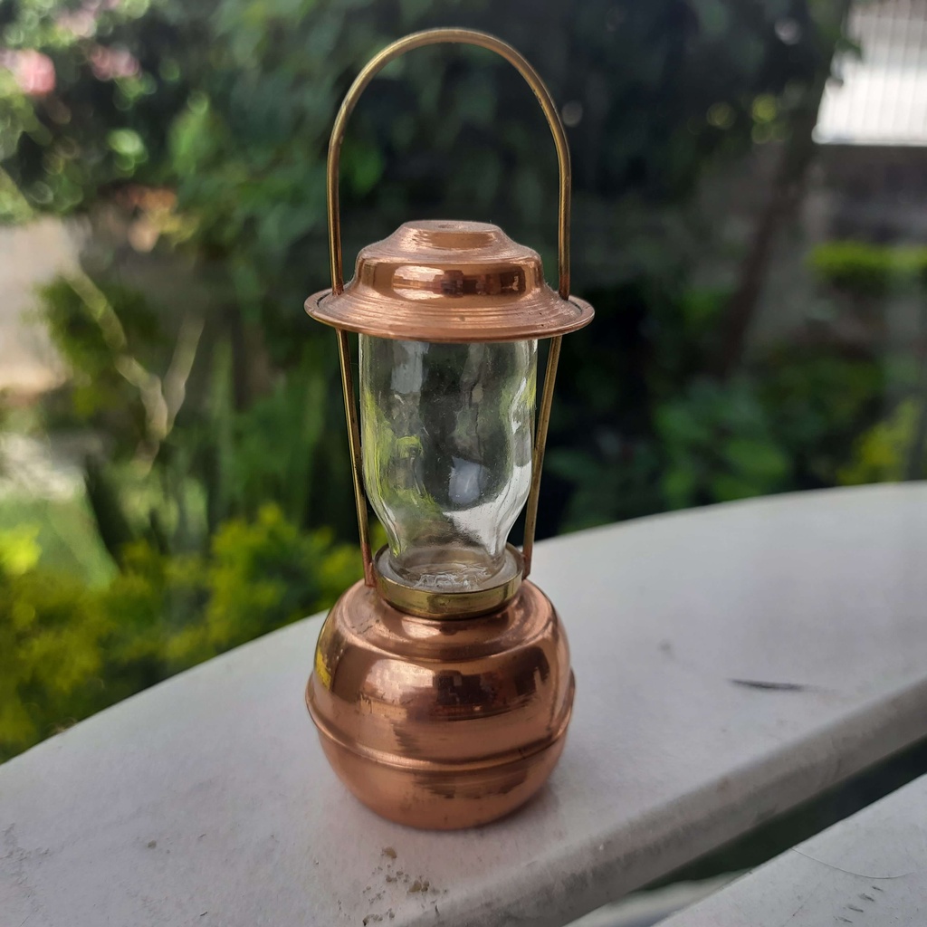Miniatura antiga em cobre, representando lampião / antiguidade / antigo / vintage / retrô