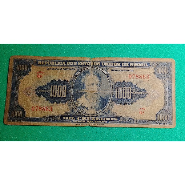 C048 1000 cruzeiros Pedro Alvares Cabral ano 1943 autografada (Item de Coleção)
