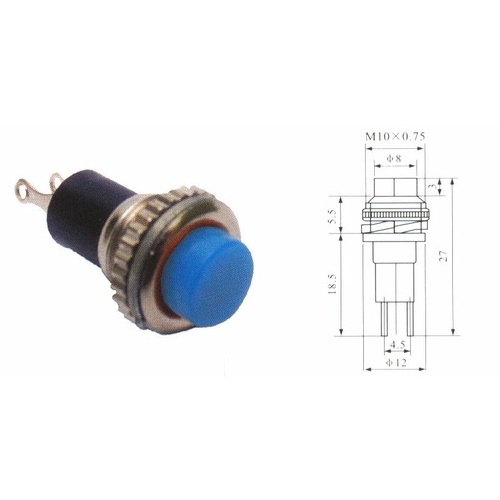 Kit 10 Peças- Chave Push Button Ds-316 Na Sem Trava Azul - Desconto no ...