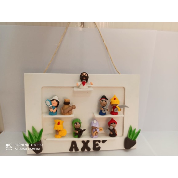 Mini Congá Umbanda/Candomblé em MDF - Imagem Mini Orixás em Biscuit em Oferta na Shopee