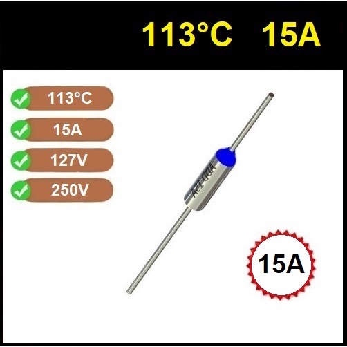 3 Fusível Térmico 15A 113C 113°C 113 Graus TF113 250V