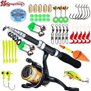 Vara de pesca com carretilha Sougayilang 1.6M 3 rolamentos de esferas 5.2: 1 Relação de engrenagem Max Drag 8-10 kg