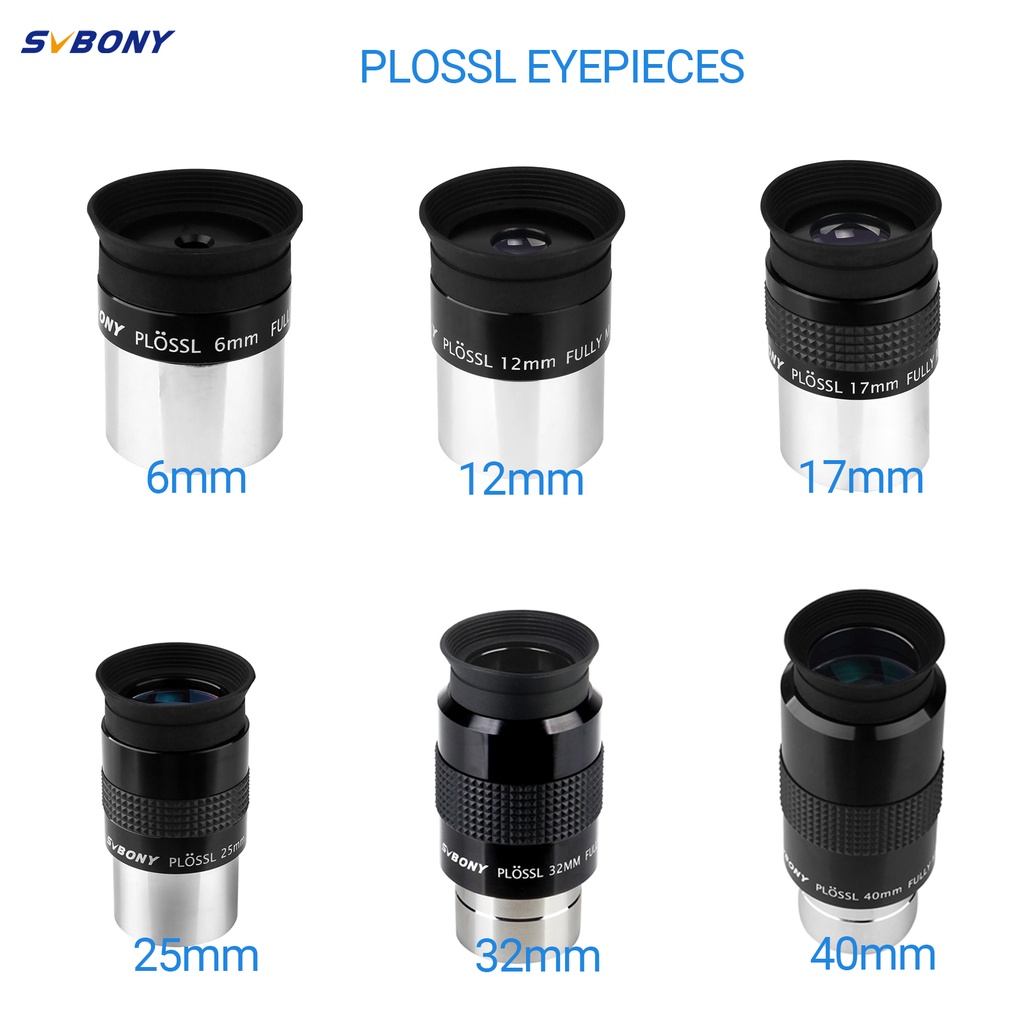 SVBONY SV131 Plossl Eyepiece for Telescope 1.25 inches FMC coating 48-Degrees Field of View Filter Threaded (6mm 12mm 17mm 25mm 32mm 40mm)