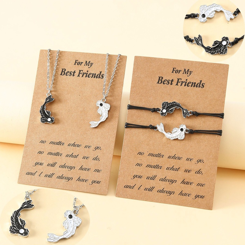 Mel 1 2 Peças Personalidade Yin Yang Tai Para Chi Peixe Colar Pulseira Conjunto Mulheres