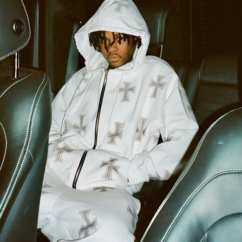 Hip hop Corredores Moletom Moda punk Esporte Casaco pullover Strass Gótico Manga Comprida Zipper Com Capuz Jaqueta Dos Homens y2k