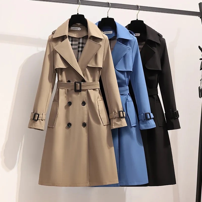 Elegante Botão Duplo Trench Coat Das Mulheres