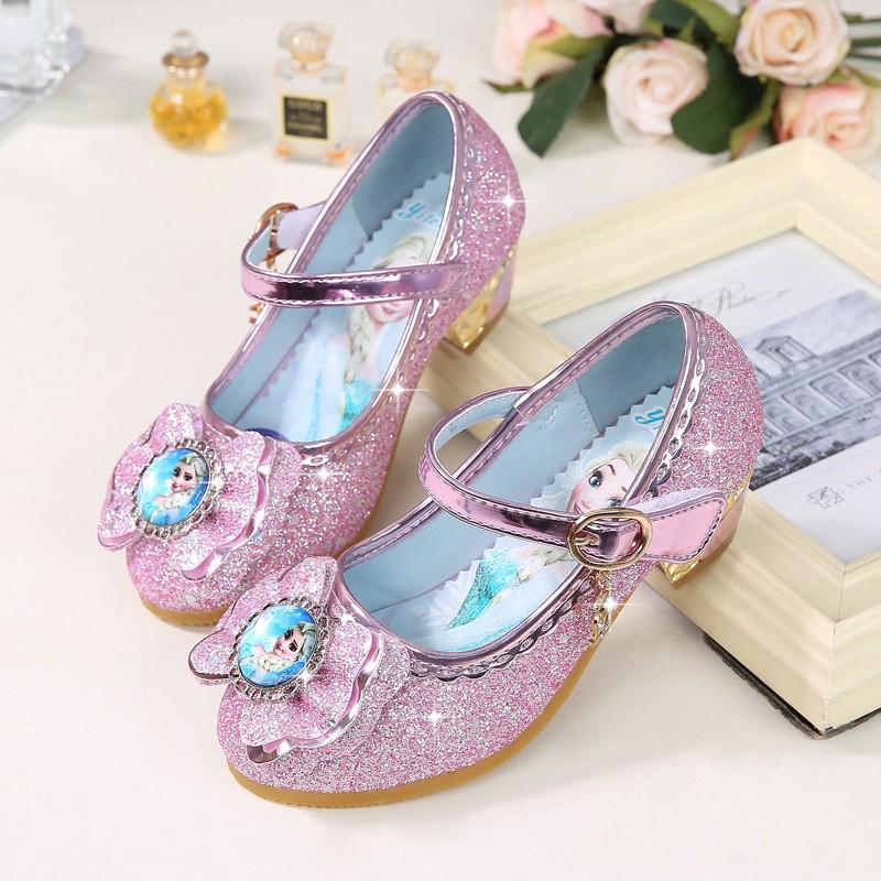 Sapatos De Princesa Infantil Com Salto Alto De Cristal Frozen | Shopee ...