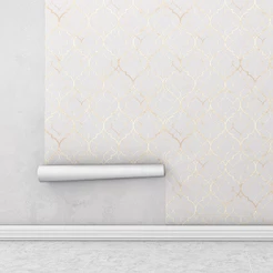 Papel de parede clássico Marrocos em tons de Cinza e Gold Para Sala e Quarto