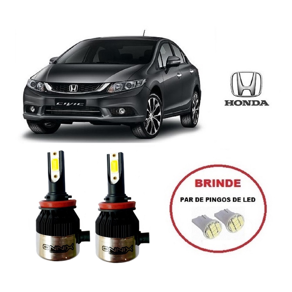 Kit 2 Lampadas Super Led brancas Farol De Milha Modelo H11 6000k  Honda New Civic ano 2007 a 2020