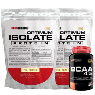 Kit 2x Whey Optimum Isolate Protein 2kg + BCAA 4,5 100g - Suplementos Ideais para sua Rotina de Musculação na Academia - Bodybuilders