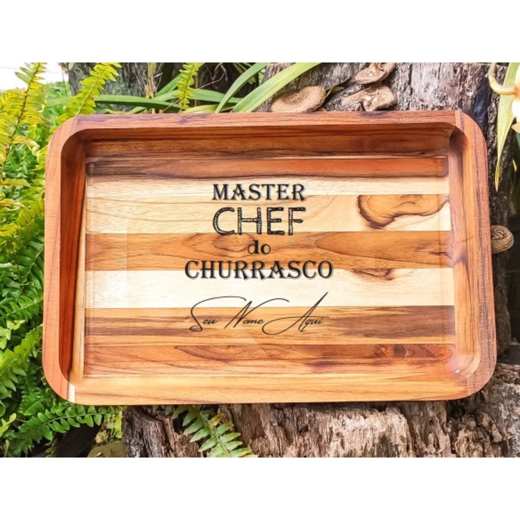 Gamela Teca Retangular 48x32cm Personalizada Masterchef do Churrasco