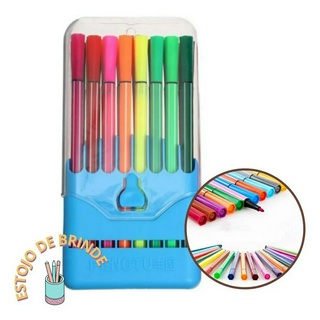 Estojo 12 Canetinhas Coloridas Ponta Fina Escolar Infantil Desenhar