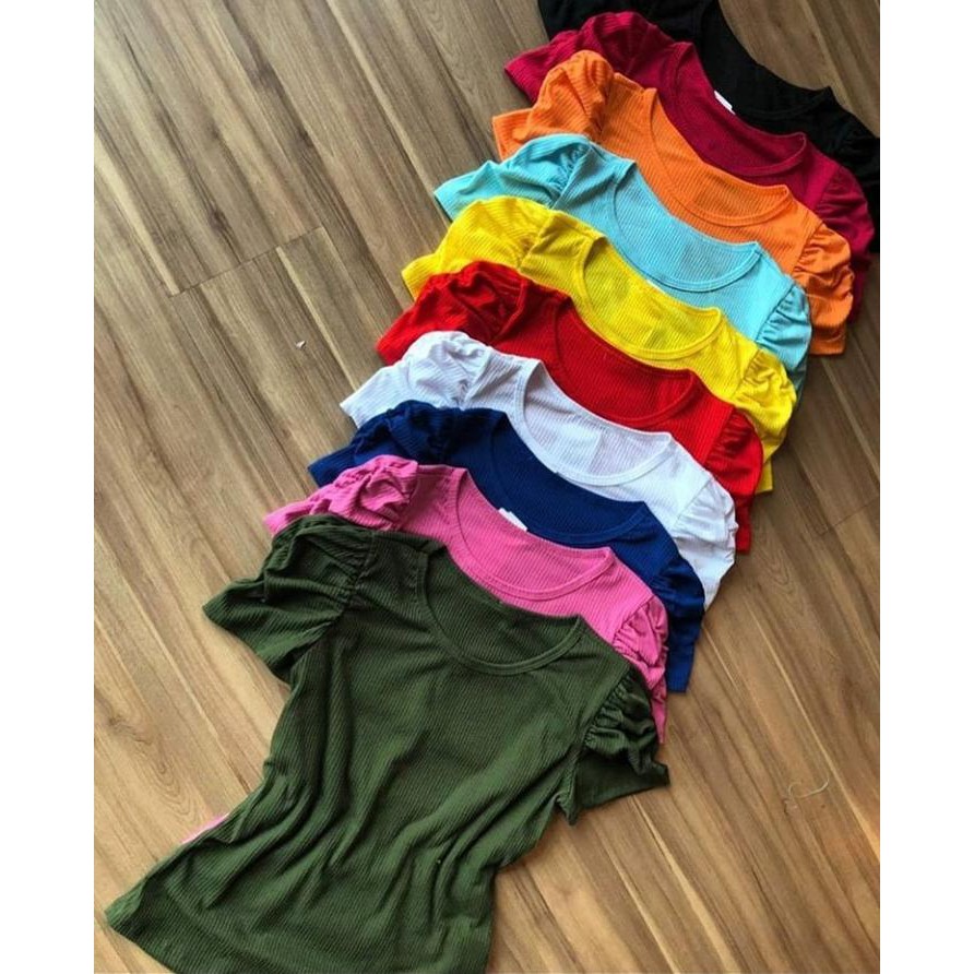 Kit 10 Blusas Canelada Princesa Manga Curta Bufante (ATACADO) Promoção Moda Evangélica