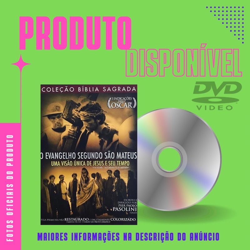 DVD FILME O EVANGELHO SEGUNDO SÃO MATEUS - COLEÇÃO BÍBLICA SAGRADA - Com: Enrique Irazoqui, Marguerita Caruso, Susanna Pasolini