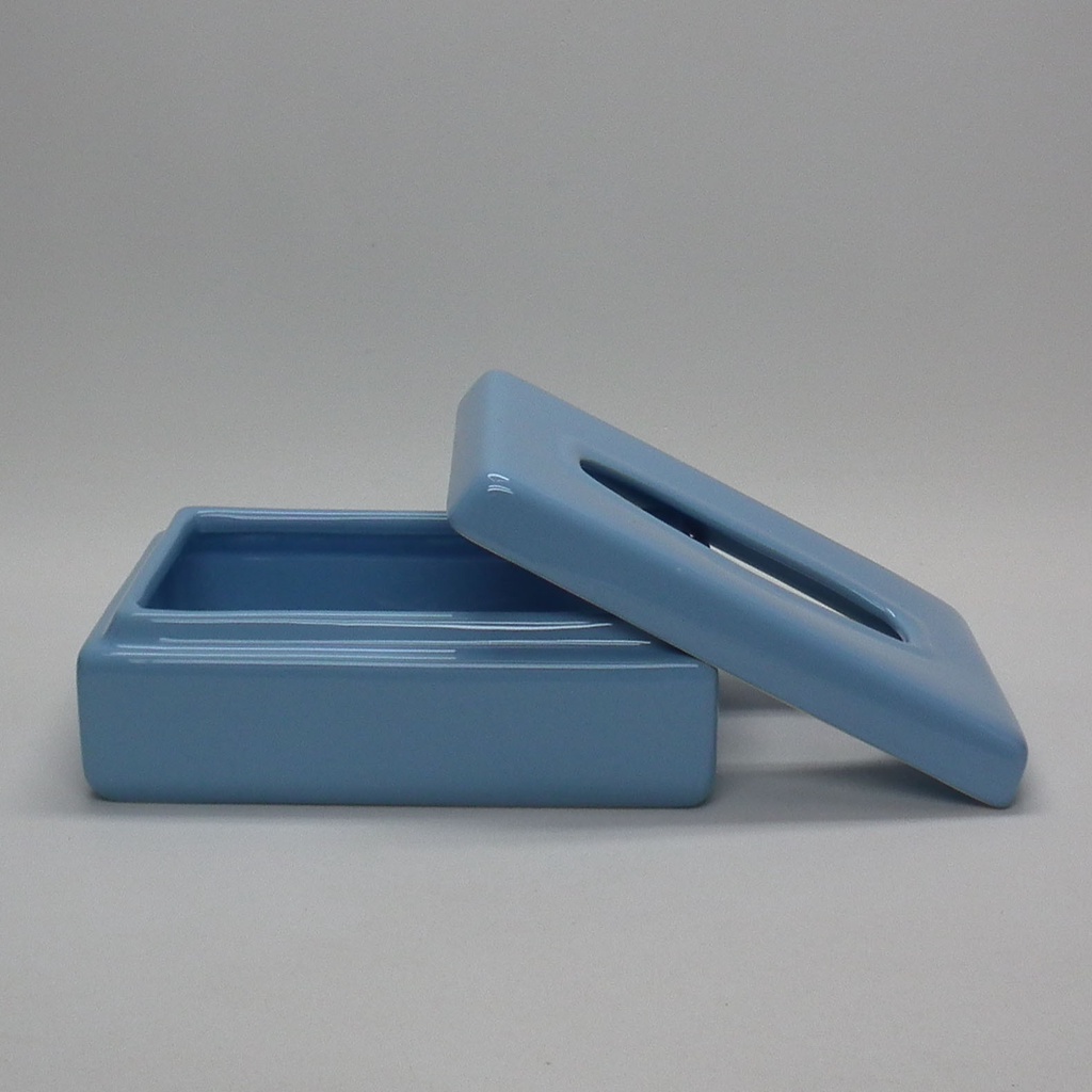 Caixa Porta Lenço Umedecido Porcelana para Kit Higiene  Bebê ou Banheiro Cor Azul Bebe