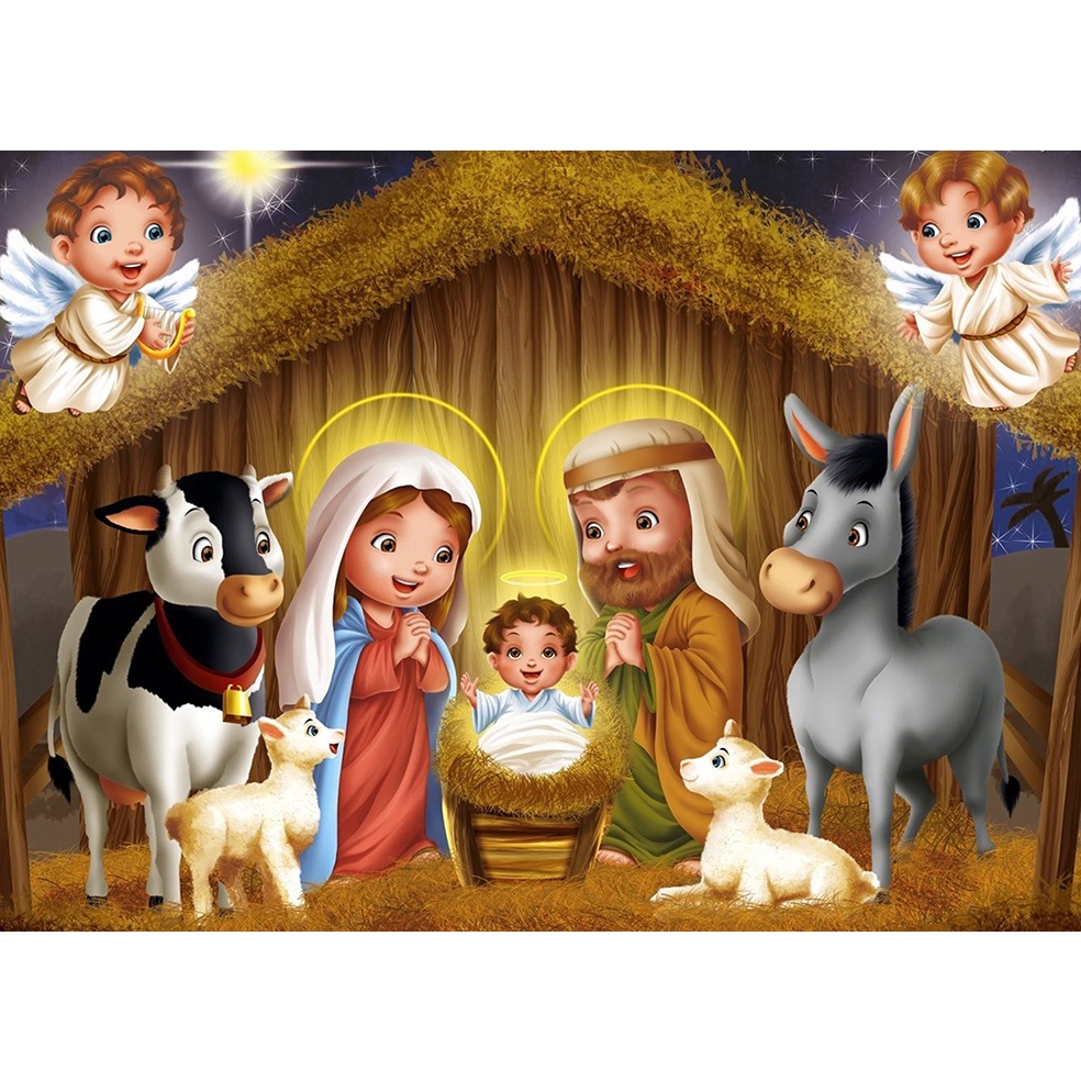 Painel 3d Sublimado Fundo Fotográfico New Born Presépio de Natal ANJOS INFANTIL