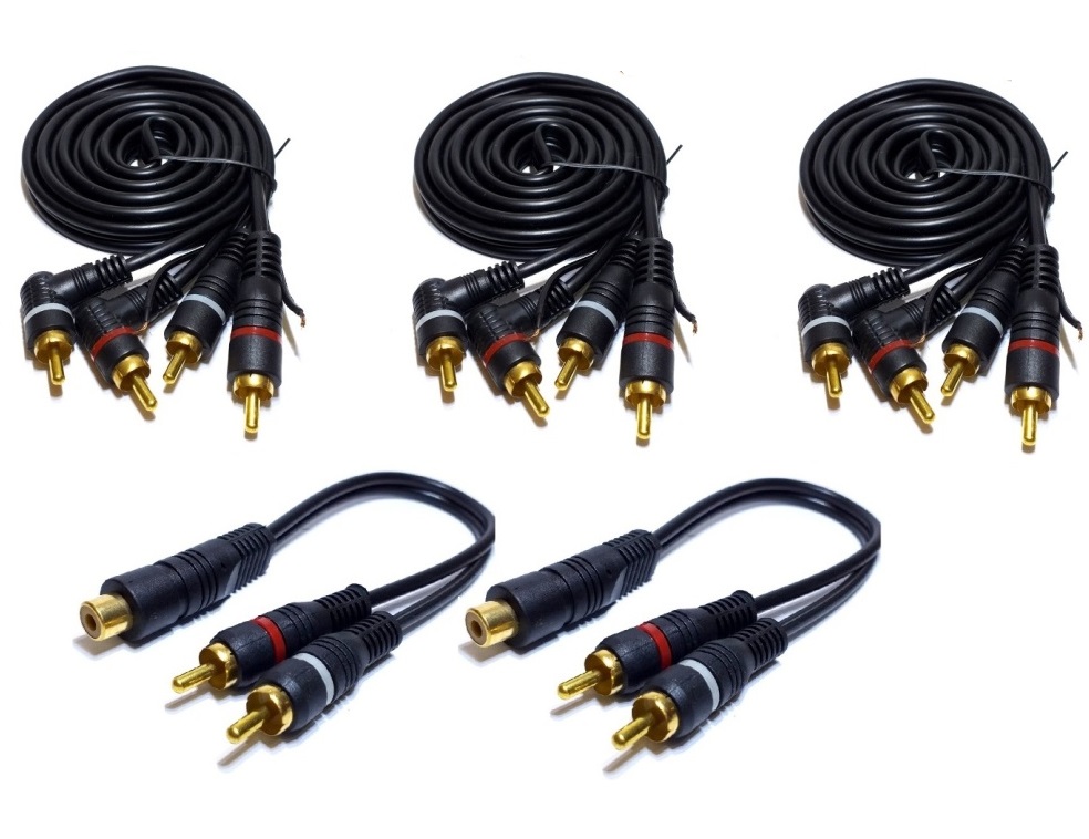 3 Cabos RCA 1,5 Metro mais 2 Y 2M1F Processador Crossover Banhado a Ouro Injetado Para Som Automotivo Blindagem Simples Alta Capacidade De Condução
