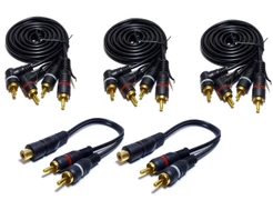 3 Cabos RCA 1,5 Metro mais 2 Y 2M1F Processador Crossover Banhado a Ouro Injetado Para Som Automotivo Blindagem Simples Alta Capacidade De Condução