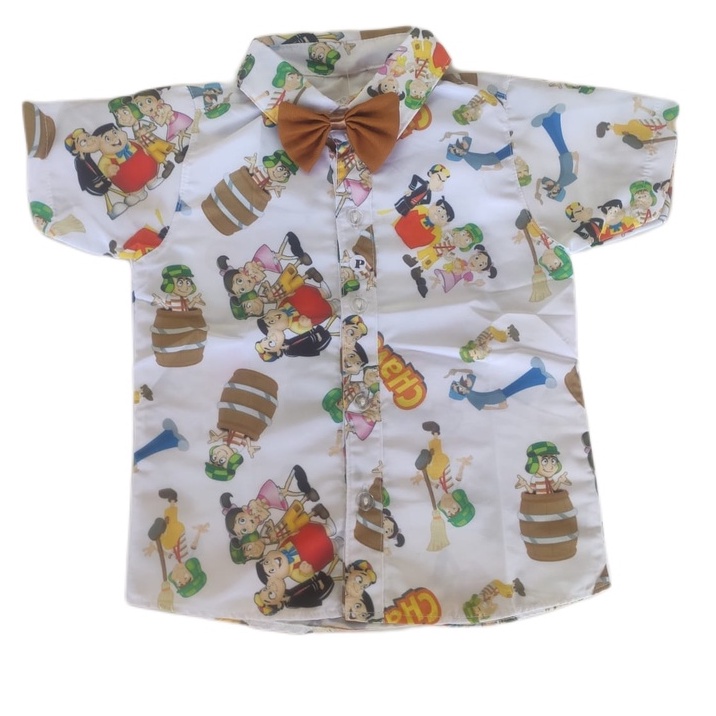 Camisa Temática CHAVES infantil social menino com gravata