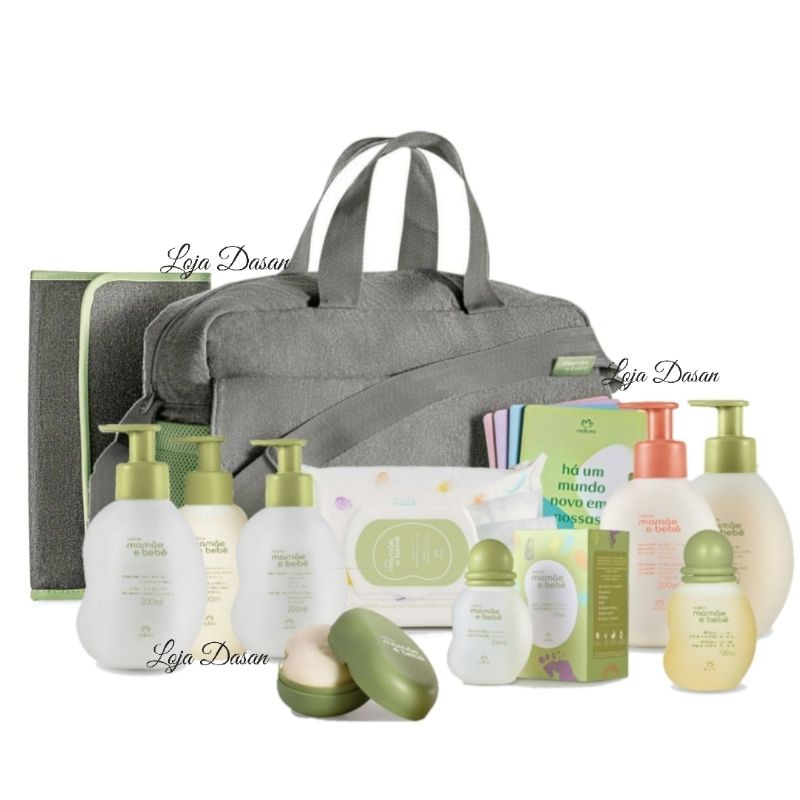 Natura mamãe e bebê kit completo com a bolsa + produtos | Shopee Brasil