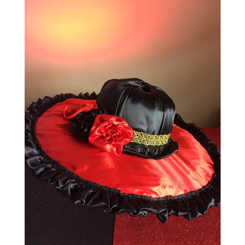 Chapéu Pombagira Preto Com Vermelho Umbanda Candomblé