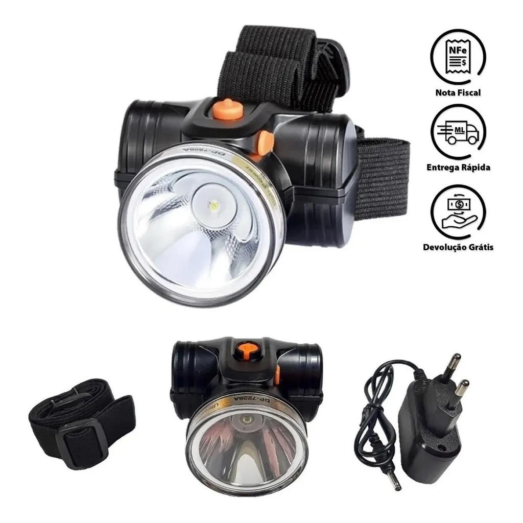 Lanterna De Cabeca Led Recarregavel Para Pesca, Bike, Trilha