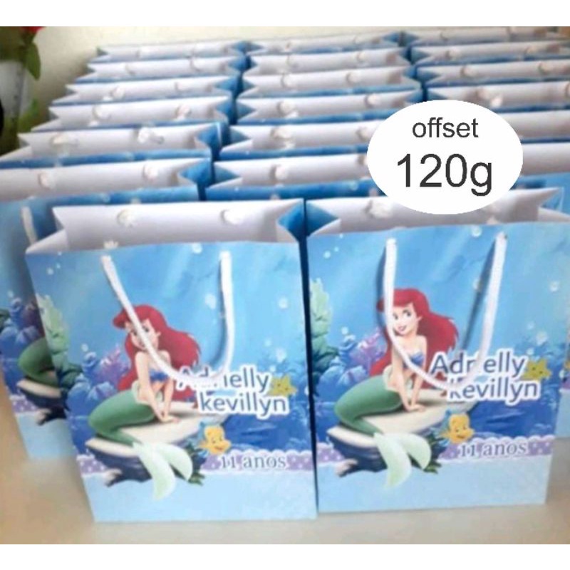 15 Sacolinhas de Papel Personalizadas todos os temas - Papel offset 150g - Fosco