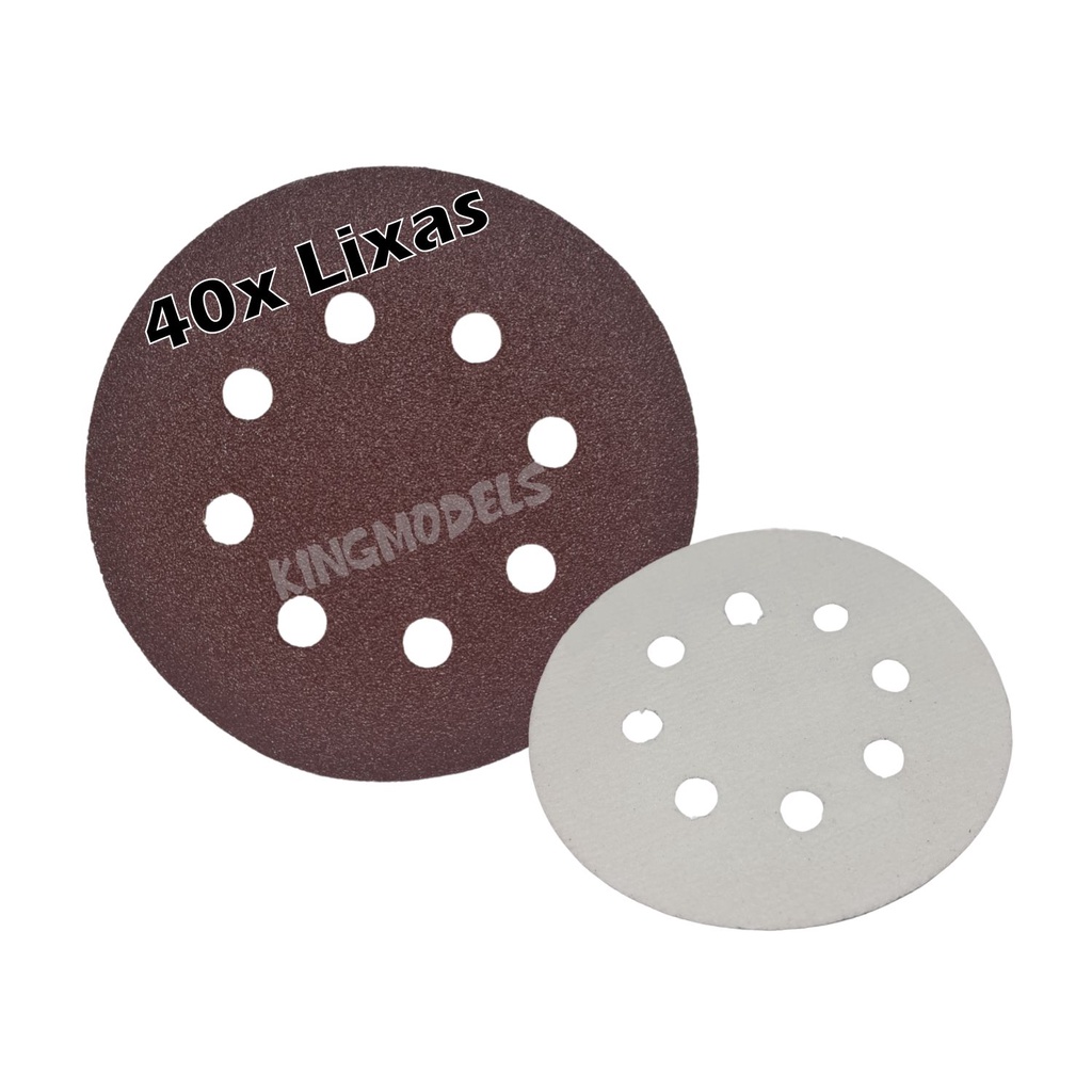 40pç Disco Lixa Para Base C/ Velcro 125mm 4 Grãos A Escolha