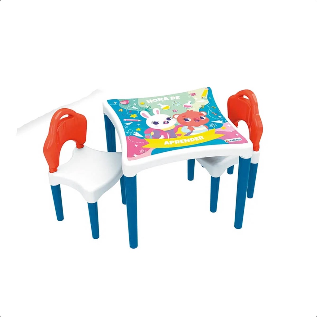 Mesinha Infantil Hora de Aprender com 2 Cadeirinhas até 18kgs +3 anos Xalingo - 17409 em Oferta na Shopee