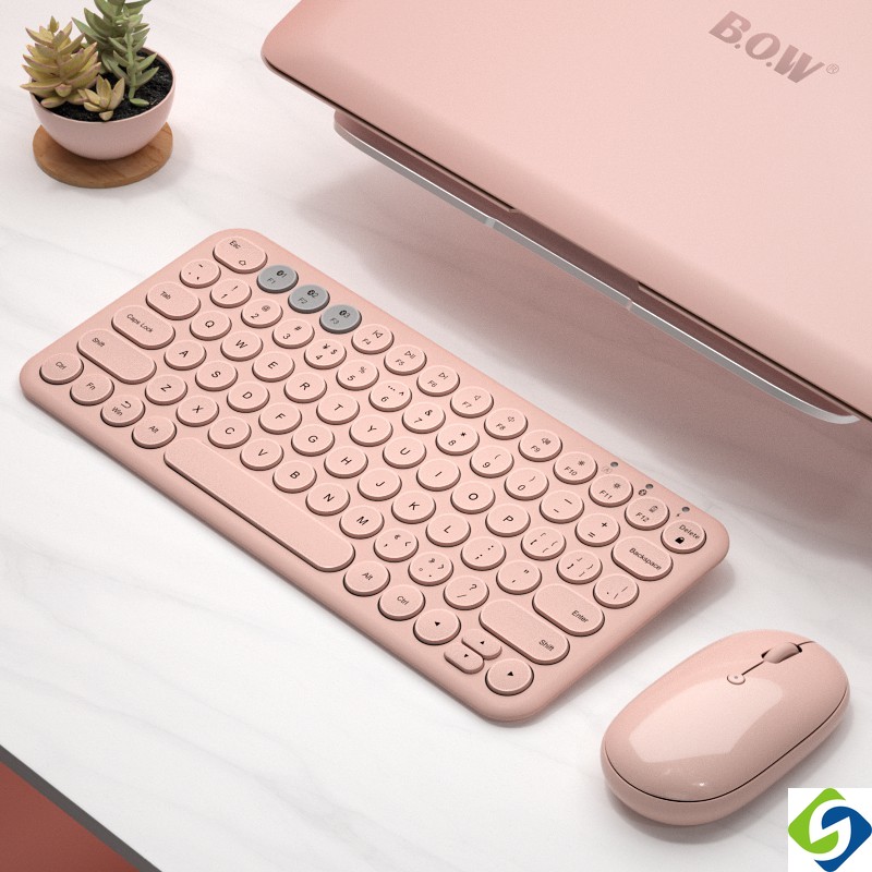 Mini Teclado E mouse Sem Fio Bluetooth Recarregável Arco K098S tablet Para Celular Lindo Rosa