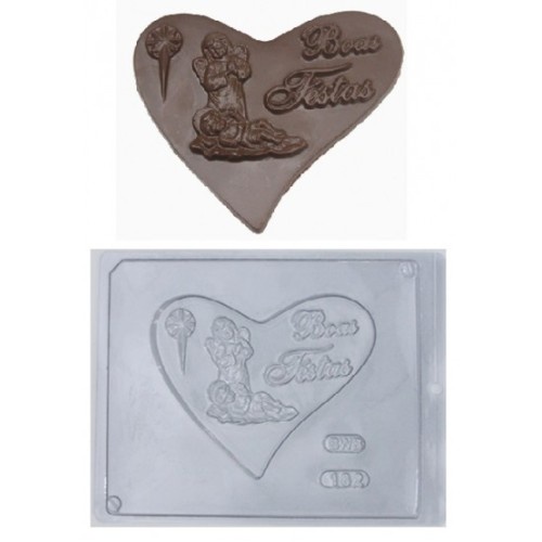 Forma Simples Coração NATAL 182 (I3) em Acetato BWB Para Bombom e Doces de Chocolate e Confeitaria - Home & Living
