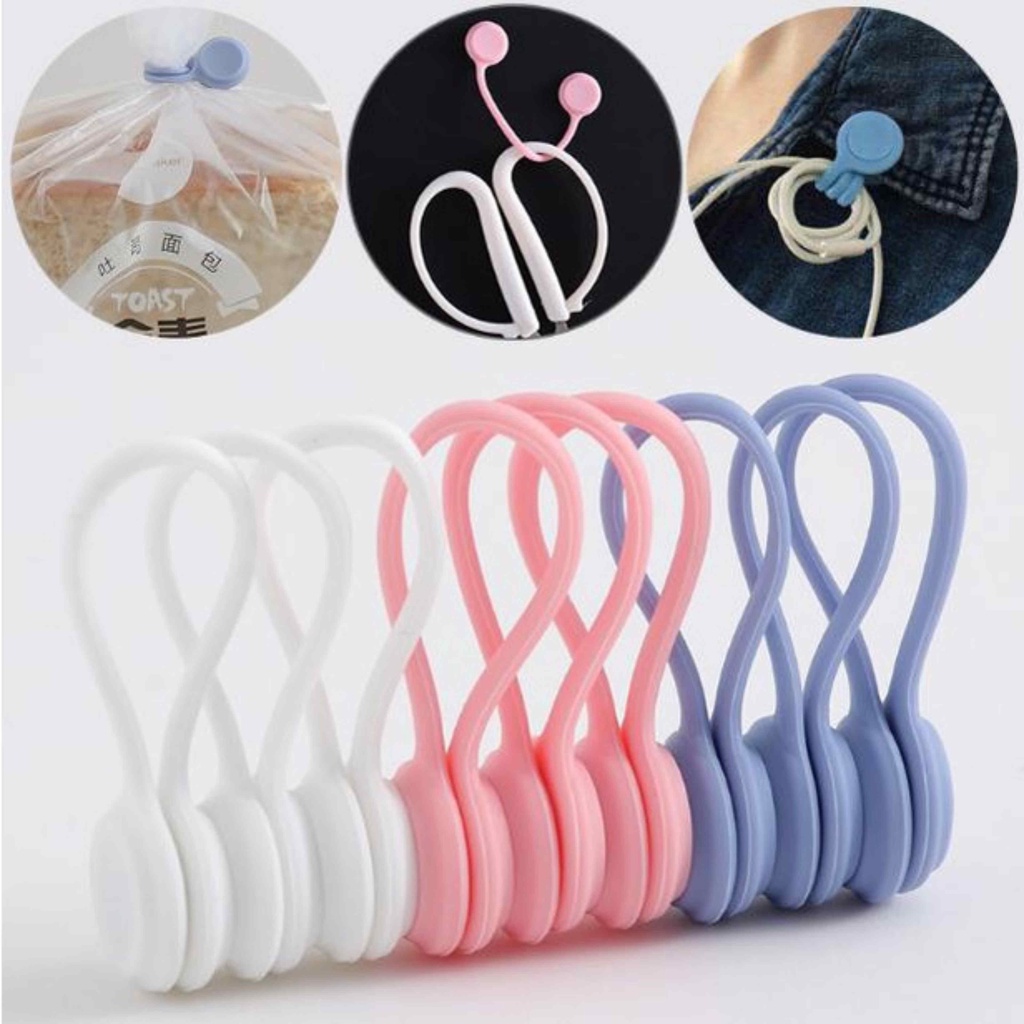 Kit 3 Organizador de Cabo Magnético Silicone Multiuso Fios Fone USB