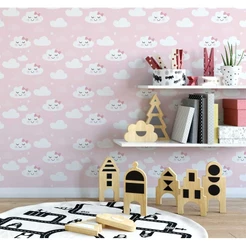 Papel De Parede Auto Colante Nuvem Infantil Quarto