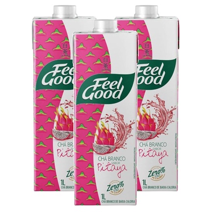 3 Chá Branco Feel Good Sabor Pitaya Zero Açúcar 1l 1000ml