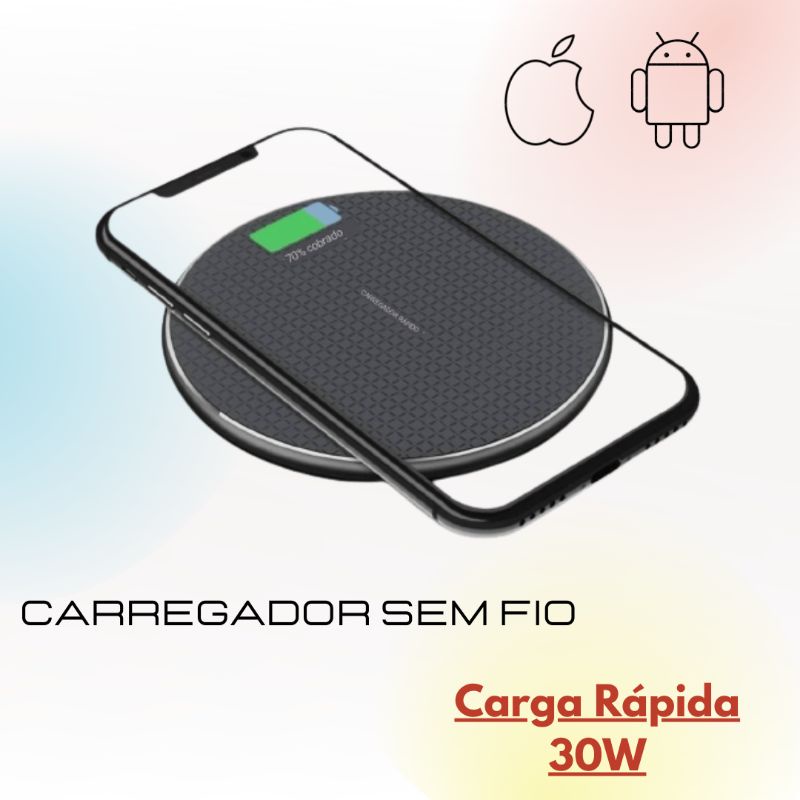 carregador sem fio, 30w, carregador tecnologia Qi, carregador por aproximação, para Samsung, xiaomi, iPhone, receptor