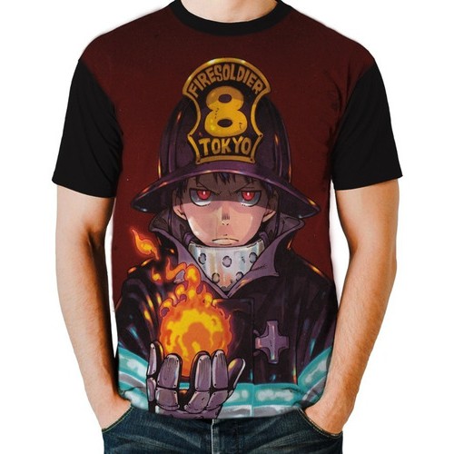 Pt Camisa Camiseta Anime Fire Force Fire Soldier 8 G1663