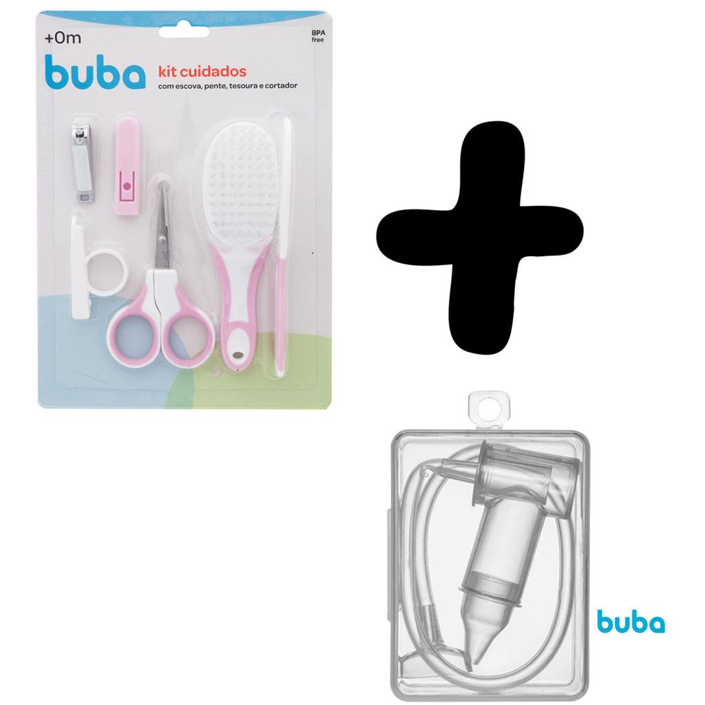 Kit Cuidados Rosa e Aspirador Nasal com Estojo Infantil Buba